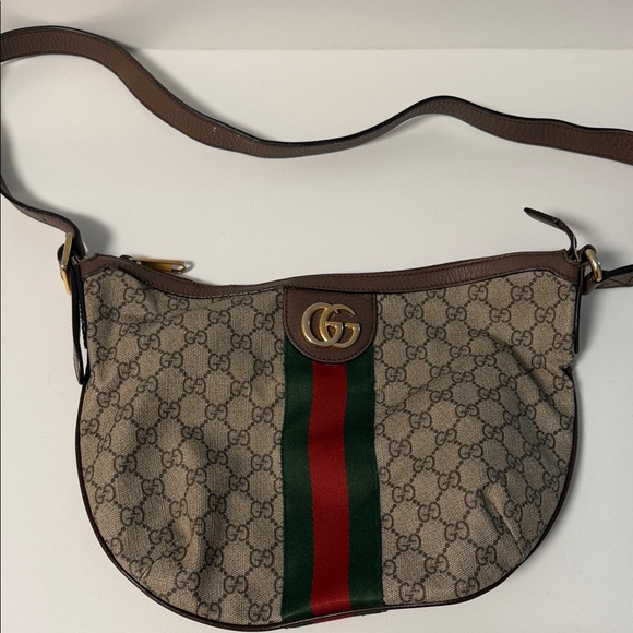 Gucci Handbags - Gucci Ophidia Beige and Brown Shoulder Crossbody Bag with Green and Red Stripe
